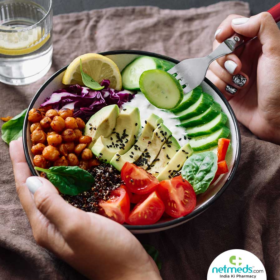 Eating Fruits And Veggies From A Plate