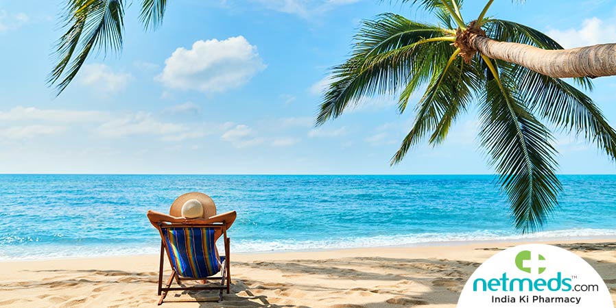 Man taking sunbath in beach