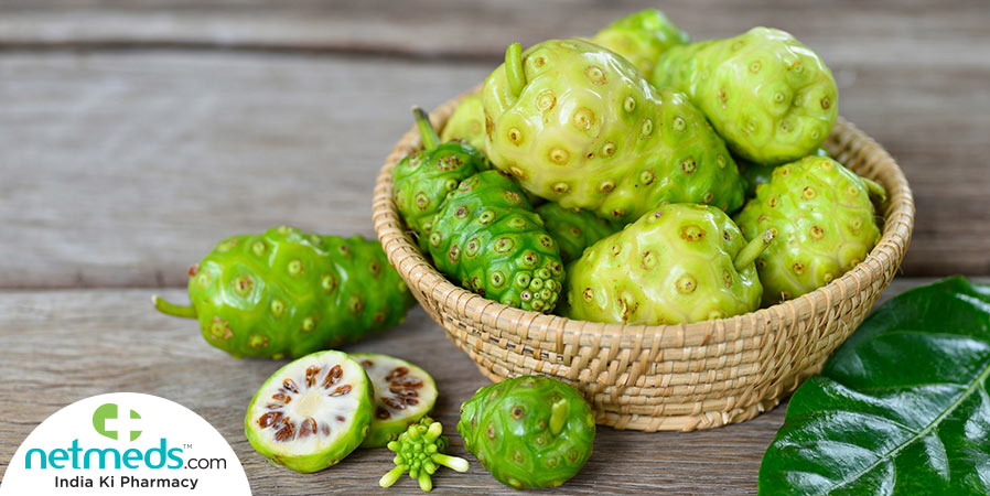 Noni fruits in a basket