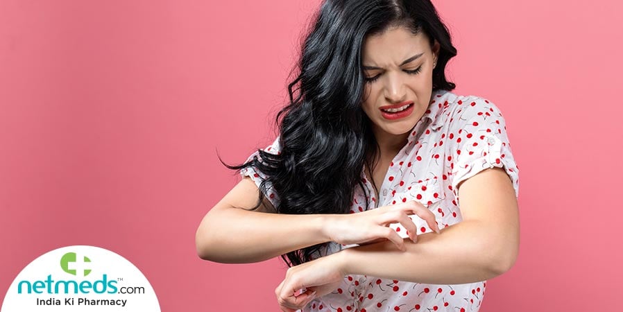 Woman suffering from pruritus