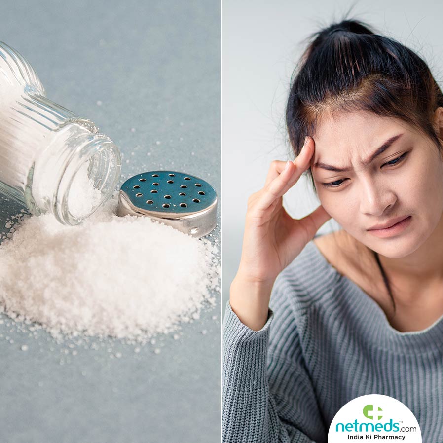 Salt and woman with headache