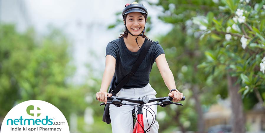 Woman riding cycle