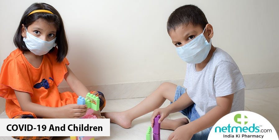 Children with COVID-19 are playing with blocks