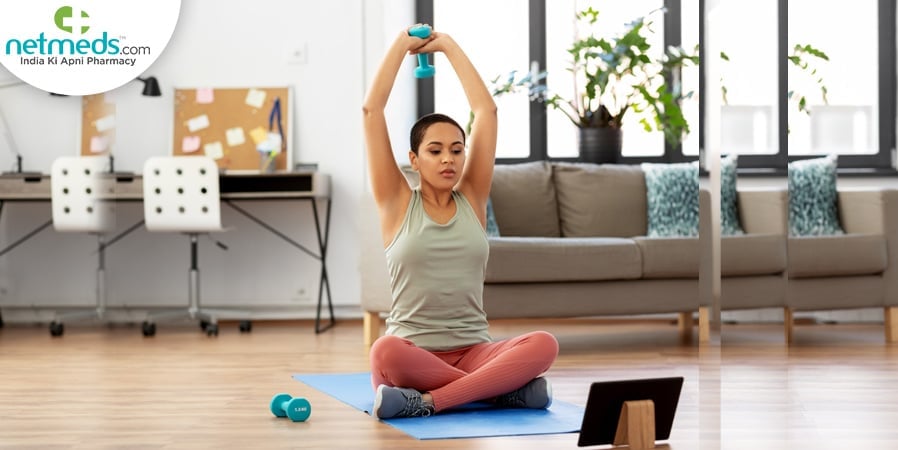 Woman working out indoors