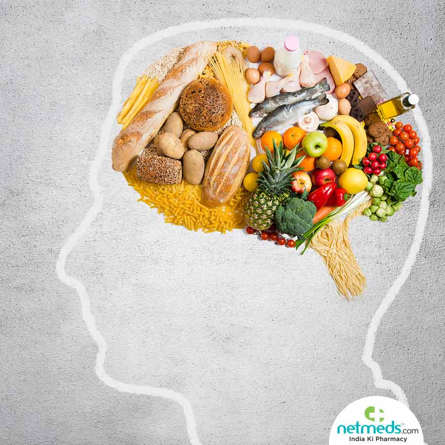 Foods arranged in brain shape