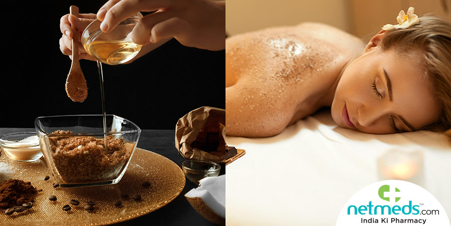 Woman getting body polishing