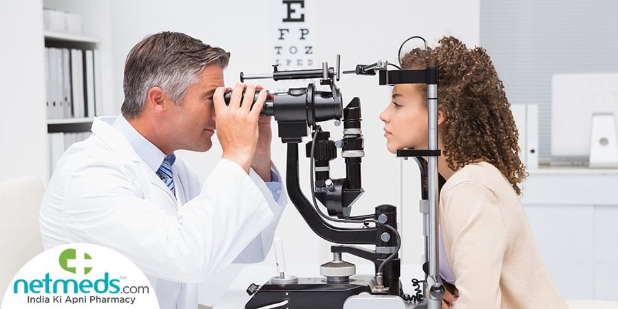 Doctor testing the patient's eye