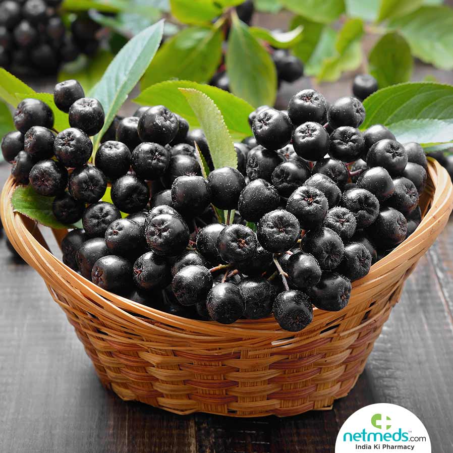 Chokeberries in a basket