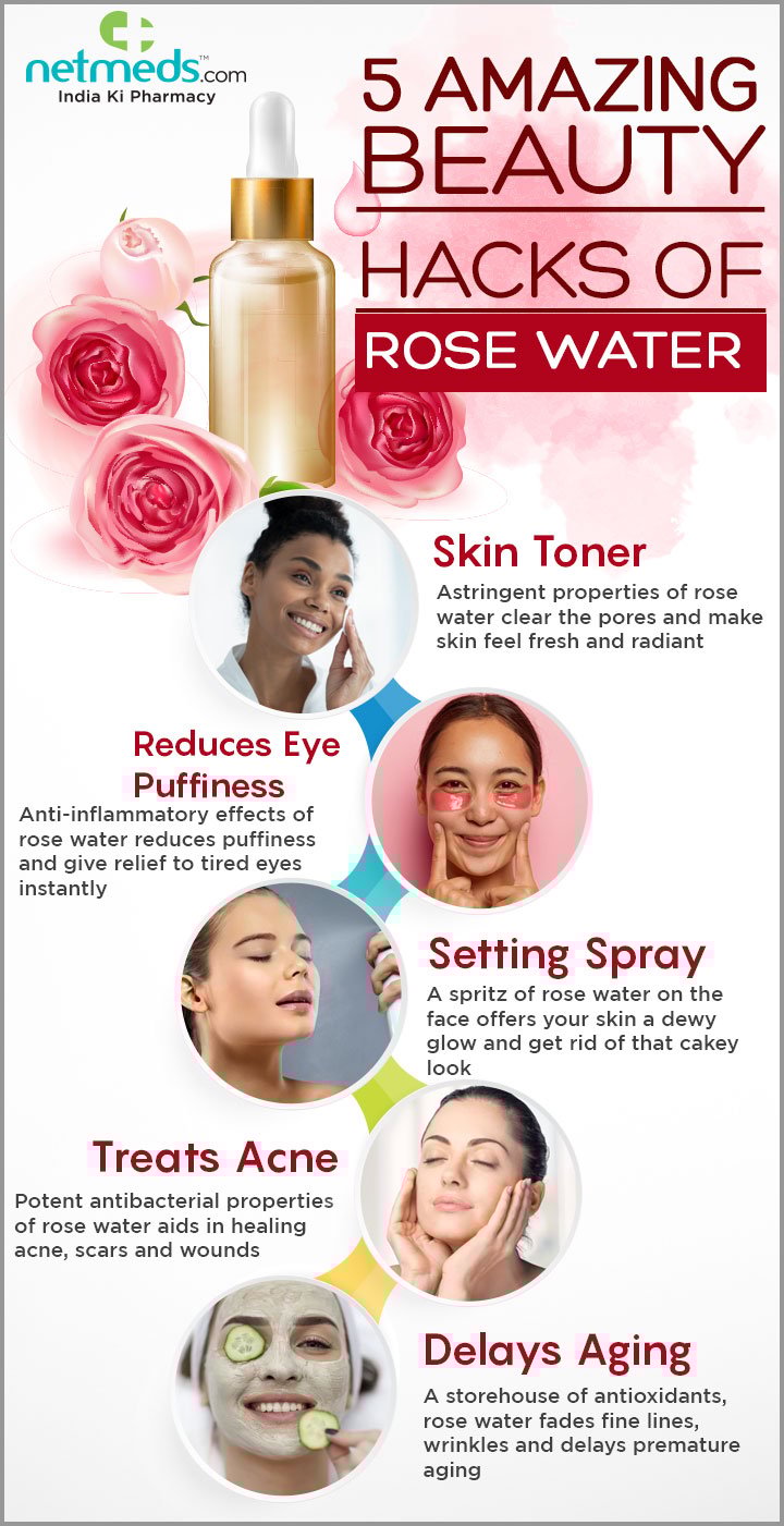 Rose water for a glowing skin - infographic