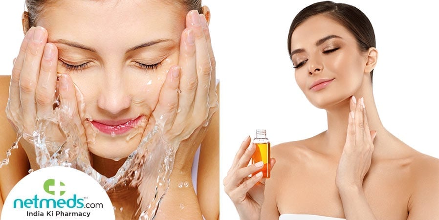 Face washing and applying oil