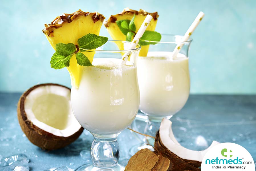 Tender coconut and pineapple milkshake