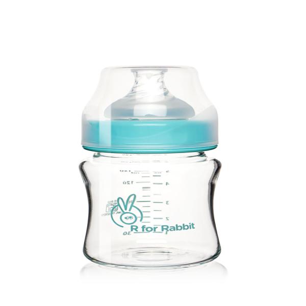 R for Rabbit - First Feed Glass Feeding Bottle 150 ml - Lake Blue