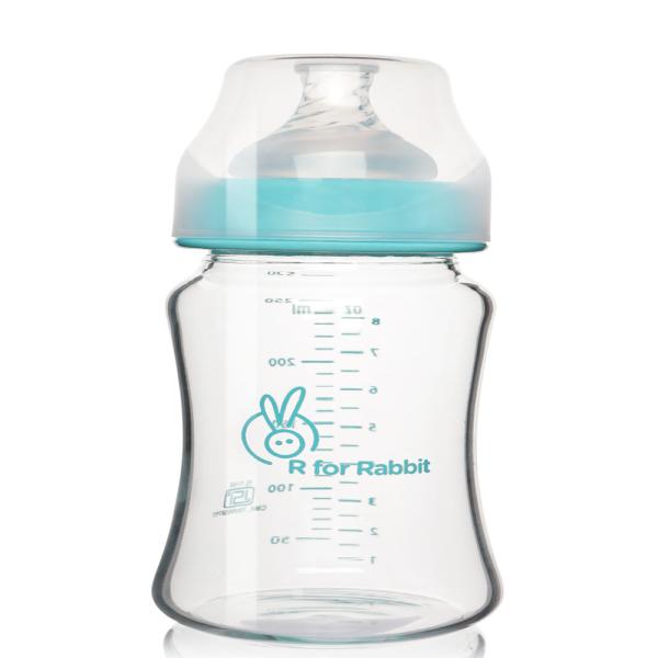 R for Rabbit - First Feed Glass Feeding Bottle 250 ml - Sea Green