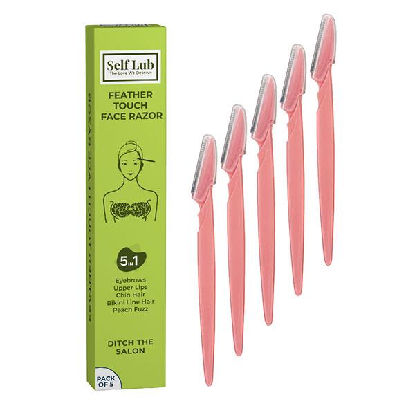 Self Lub Feather Touch Face Razor (Pack of 5) - Pink