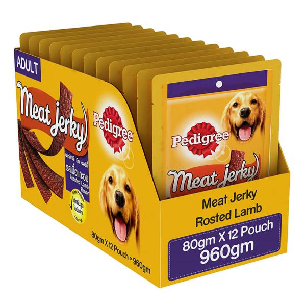Pedigree Meat Jerky - Roasted Lamb Flavour (Pack of 80 gm x 12) 1's