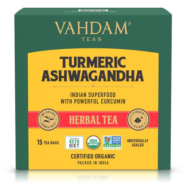 Vahdam Turmeric Ashwagandha Herbal Tea Infusion Bags 15's