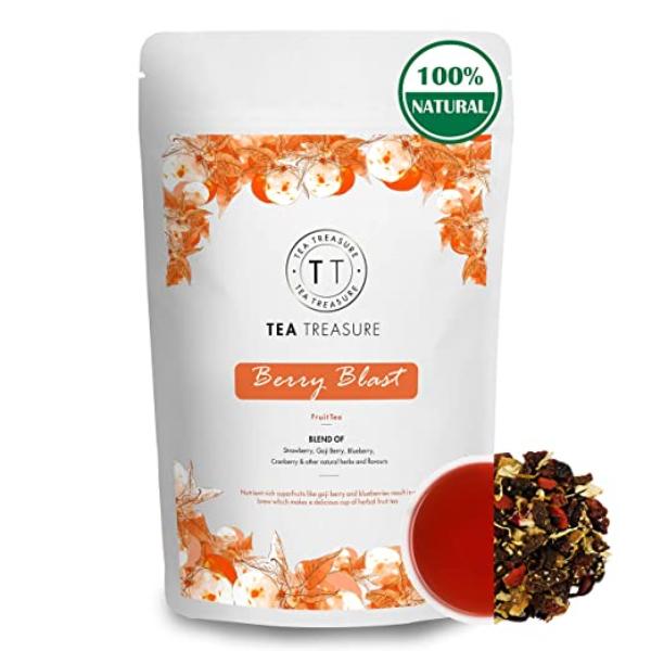 Tea Treasure Fruit Tea Leaves - Berry Blast 50 gm (Pouch)