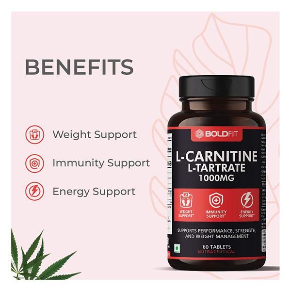 Boldfit L-Carnitine L-Tartrate 1000 mg Tablet 60's Online at Best Price -  Amino Acids