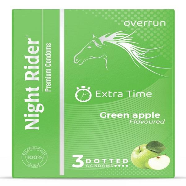Buy Night Rider Extra Time Super Dotted Premium Condoms - Green Apple 3 ...