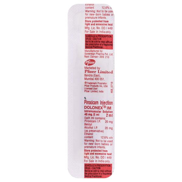 DOLONEX IM 40 Injection 2ml (N) Price, Uses, Side effects, Substitutes ...