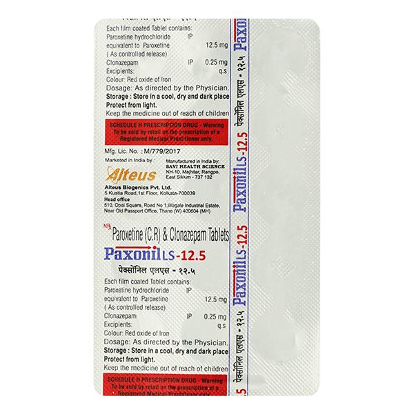 PAXONIL LS 12.5 Tablet 15's - Price, Uses, Side Effects, and ...