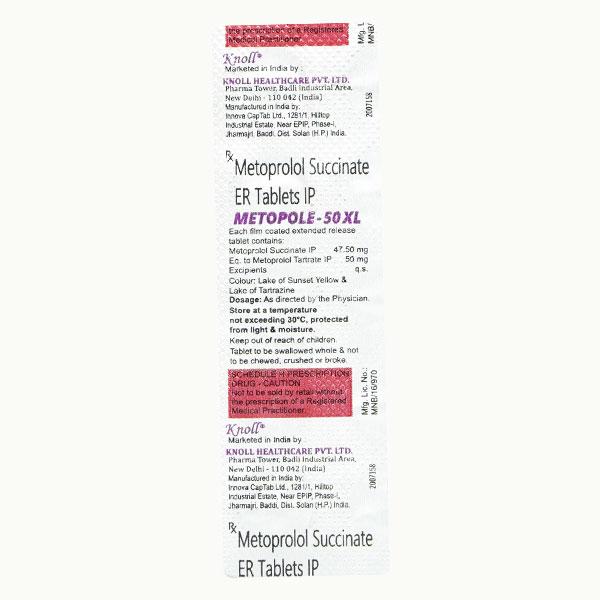 METOPOLE XL 50mg Tablet 10's : Price, Uses, Side Effects | Netmeds