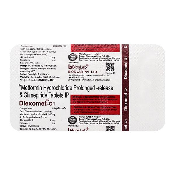 DIEXOMET G1 Tablet 10's : Price, Uses, Side Effects | Netmeds