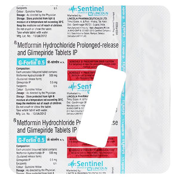 G FORLIN 0.5 Tablet 15's : Price, Uses, Side Effects | Netmeds