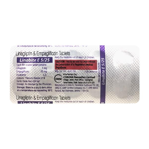 Linabite E 5/25 Tablet 10's Price, Uses, Side effects | Netmeds