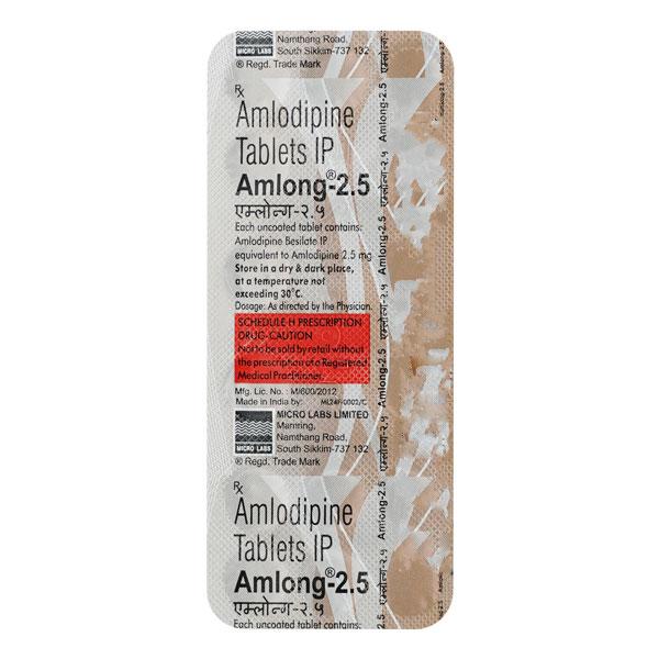 Amlong 2.5mg Tablet 15'S : Price, Uses, Side Effects | Netmeds