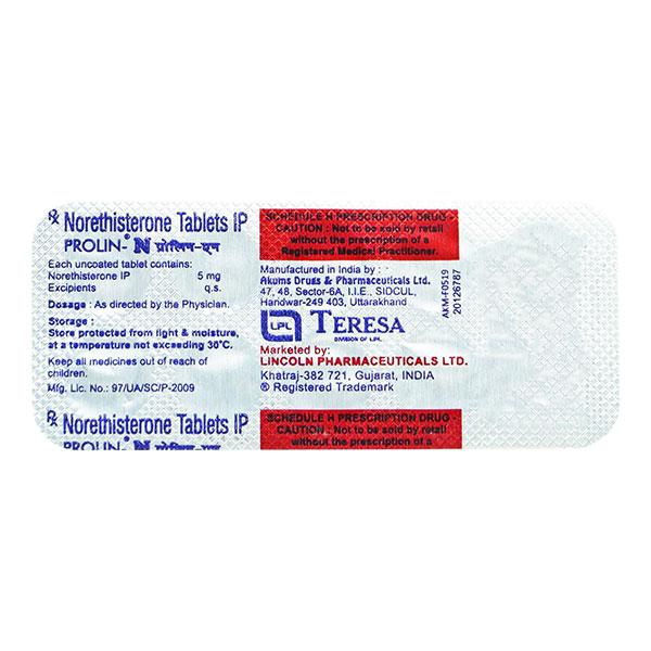 Buy Prolin N 5mg Tablet 10'S Online at Upto 25% OFF | Netmeds