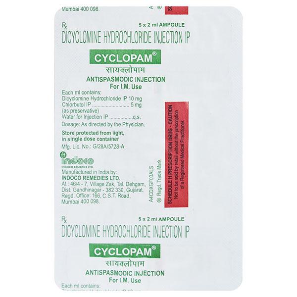 Cyclopam Injection 5X2ml Price, Uses, Side effects, Substitutes | Netmeds