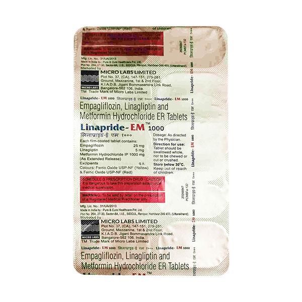 Linapride Em 1000 Tablet 10's Price, Uses, Side effects | Netmeds