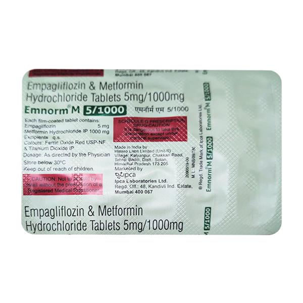 Emnorm M 5/1000 Tablet 10's Price, Uses, Side effects | Netmeds