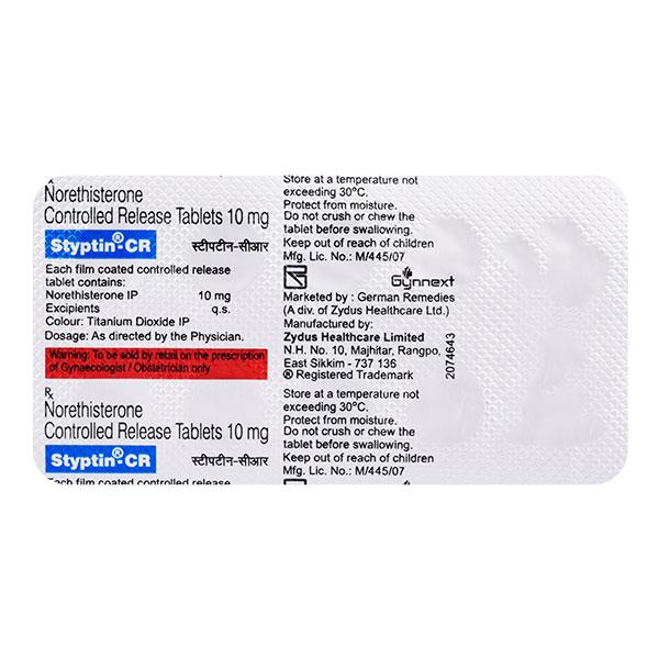 Buy STYPTIN CR Tablet 10's Online at Upto 25% OFF | Netmeds