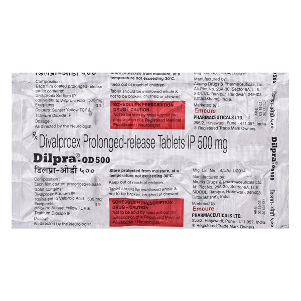 Dilpra OD 500mg Tablet 10'S Price, Uses, Side effects, Substitutes ...