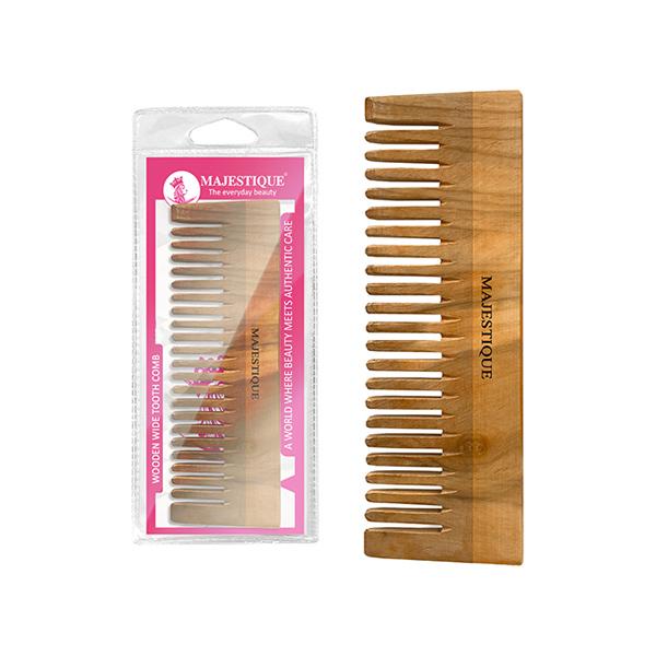Buy Majestique Wooden Hair and Beard Comb Natural Curly Wavy Dry Hair ...