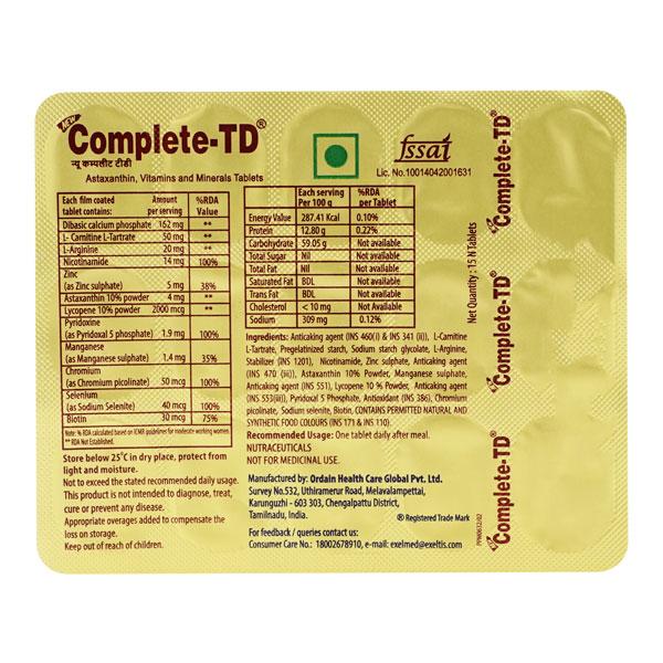 COMPLETE TD NEW Tablet 15's Price, Uses, Side effects, Substitutes ...