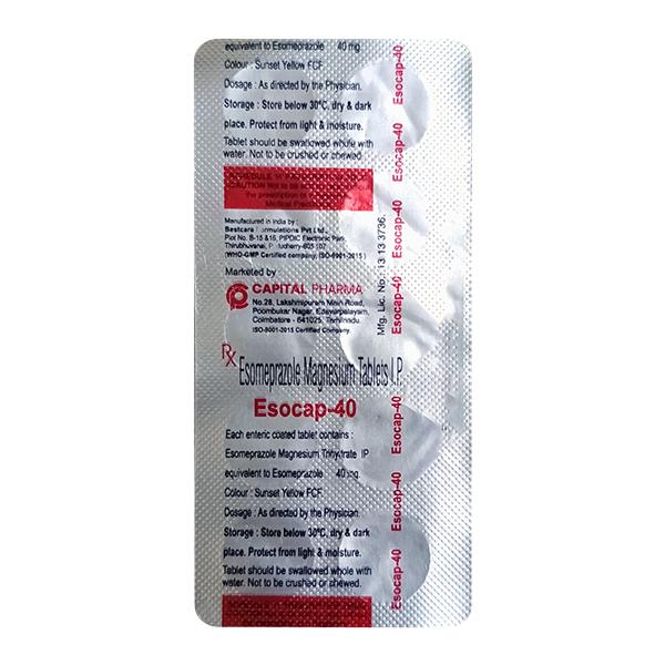 Esocap 40 Tablet 10's Price, Uses, Side effects | Netmeds