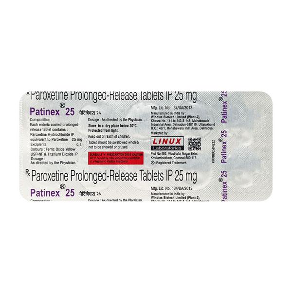 Patinex 25mg Tablet 10'S : Price, Uses, Side Effects | Netmeds