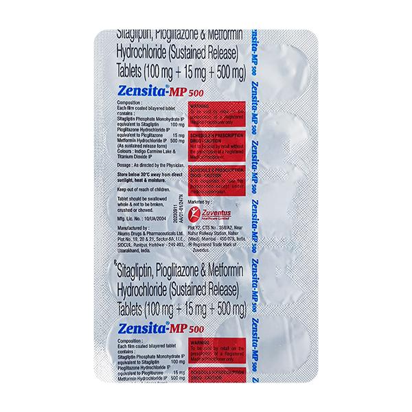 ZENSITA MP 500 Tablet 10's Price, Uses, Side effects, Substitutes | Netmeds