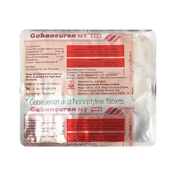 Gabaneuron Nt 400 Tablet 15's Price, Uses, Side effects | Netmeds