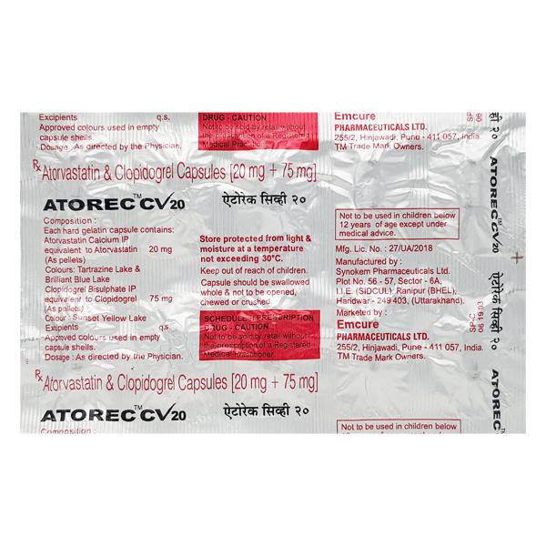 Atorec CV 20mg Capsule 10'S Price, Uses, Side effects, Substitutes ...