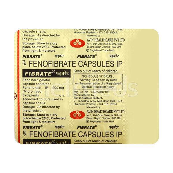 Fibrate 200mg Capsule 10'S Price, Uses, Side effects, Substitutes | Netmeds