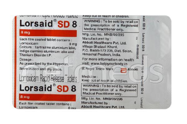 Lorsaid SD 8mg Tablet 10'S Price, Uses, Side effects, Substitutes | Netmeds