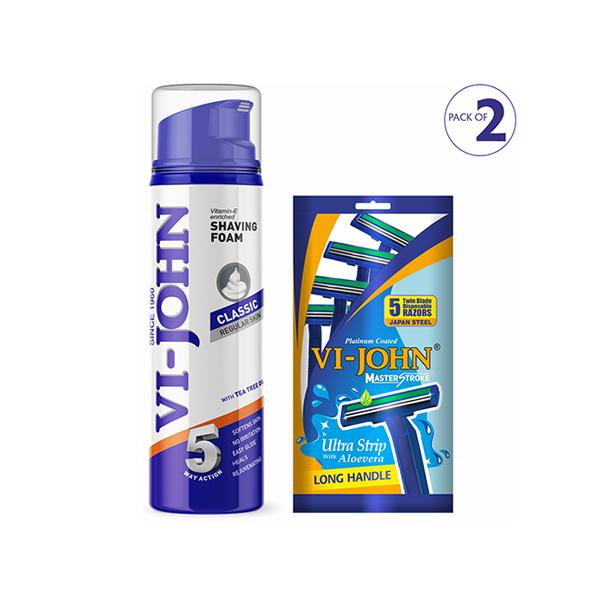 Buy Vi-John Classic Regular Shaving Foam 200 gm + Vi John Long Handle ...