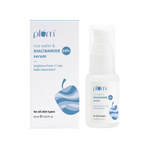 Plum 10% Niacinamide Face Serum with Rice Water for Skin Clarity Boost ...