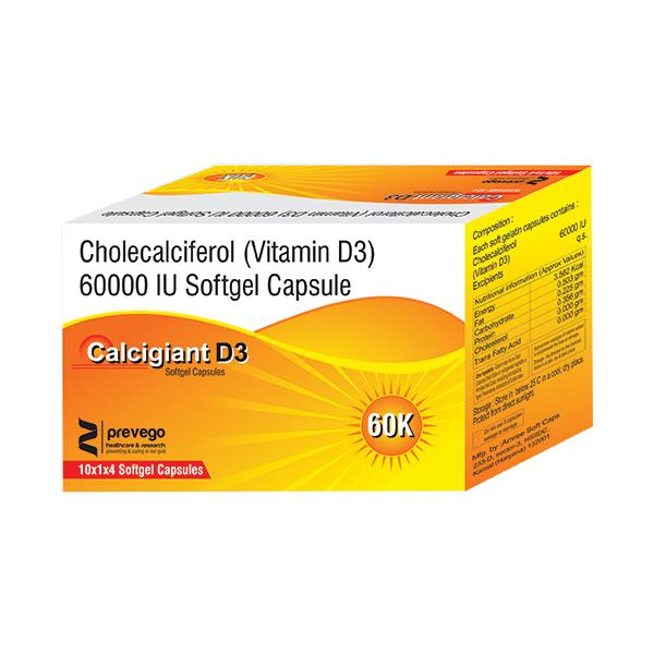 CALCIGIANT D3 60k Softgel Capsule 4's Price, Uses, Side effects ...