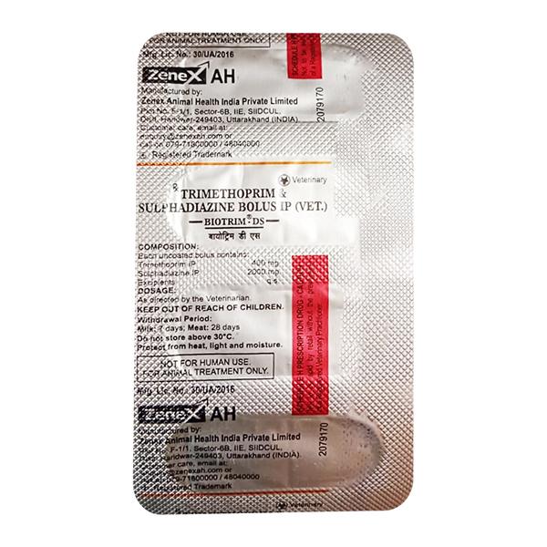 BIOTRIM DS BOLUS(VET) Tablet 4's Price, Uses, Side effects, Substitutes ...