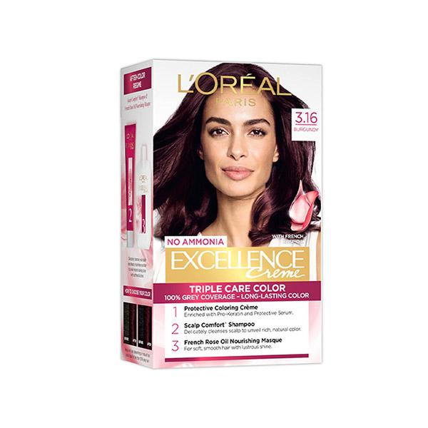 Buy L'Oreal Paris Excellence Creme Hair Color, 3.16 Burgundy 100g ...